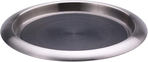 Service Ideas Tray, Built in Non-Slip Rubber Inserts, 9", Stainless Steel | TR119SR with Molded Non-Slip Silcone on Top and Bottm, Dishwasher Safe, Brushed