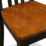 Solid Wood Dining Chairs with Wood Seat by Furnifact – Wood, Black & Cherry, Pack of 2
