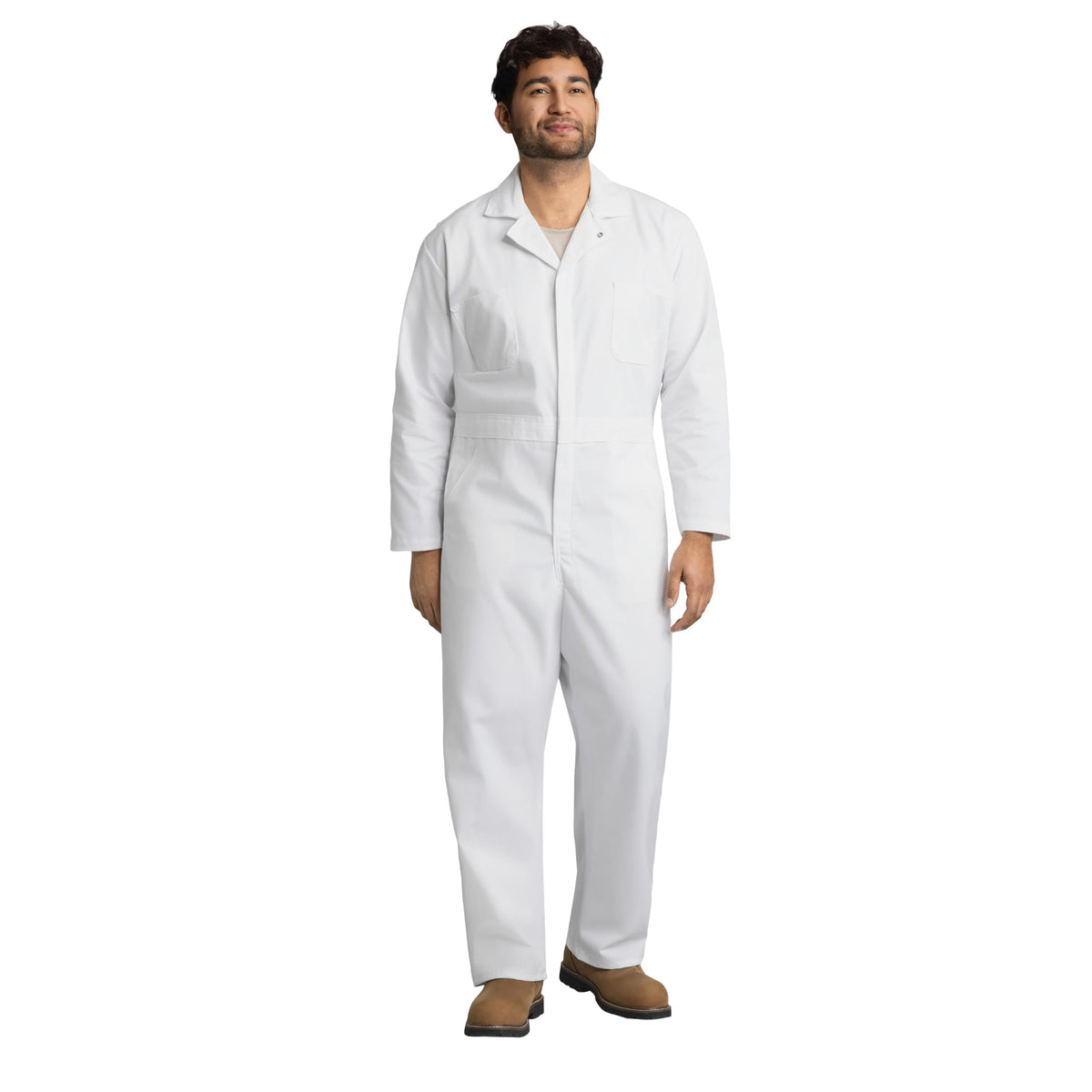 Men's Twill Action Back Coverall by Red Kap – Large, Polycotton, White, Model CT16WH RG L