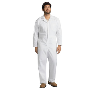 Men's Twill Action Back Coverall by Red Kap – Large, Polycotton, White, Model CT16WH RG L