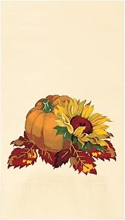 Hoffmaster 831215 Fall Bounty Ecru Printed Dinner Napkin, 2-Ply, 1/8 Fold, 15" Width x 17" Length (4 Packs of 250) (Pack of 1000)