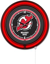 Holland Bar Stool Clk15BKNJDevl NHL 15 in. Dia. Jersey Devils Double Neon Wall Clock Black