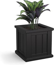 Mayne Cape Cod 14in Self-Watering Square Planter, Black | Self-watering, All season, Fade resistant, Double-wall design, 15-year warranty