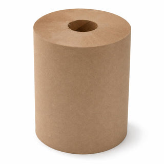 Hardwound Paper Towel Roll by Glownary – Brown, Pack of 12, Model 5001rt600n