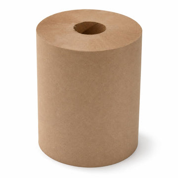 Hardwound Paper Towel Roll by Glownary – Brown, Pack of 12, Model 5001rt600n