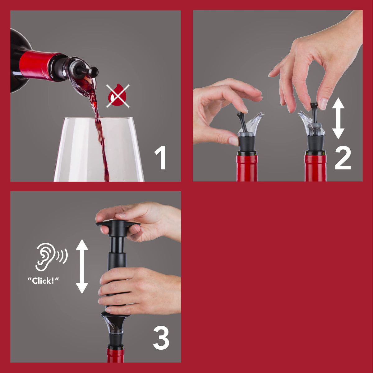 Wine Saver by Vacu Vin – standard, Plastic, Black with server, Model 6804606