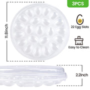 Haksen Egg Carrier Set, 3 Clear Trays with Lids, Holds 66 Deviled Eggs