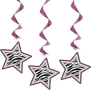 Unique Party Zebra Passion Pink Hanging Swirl Hanging Decorations (26", 3ct) - Eye-catching Pink Foil & Paper Party Decor - Ideal for Birthdays, Bachelorette & Girly Celebrations