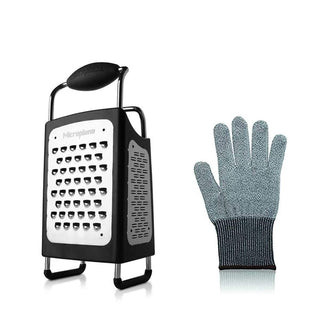Cut-Resistant Glove with 4 Blade Box Grater by Microplane – 1 Count (Pack of 1), Stainless Steel, Black