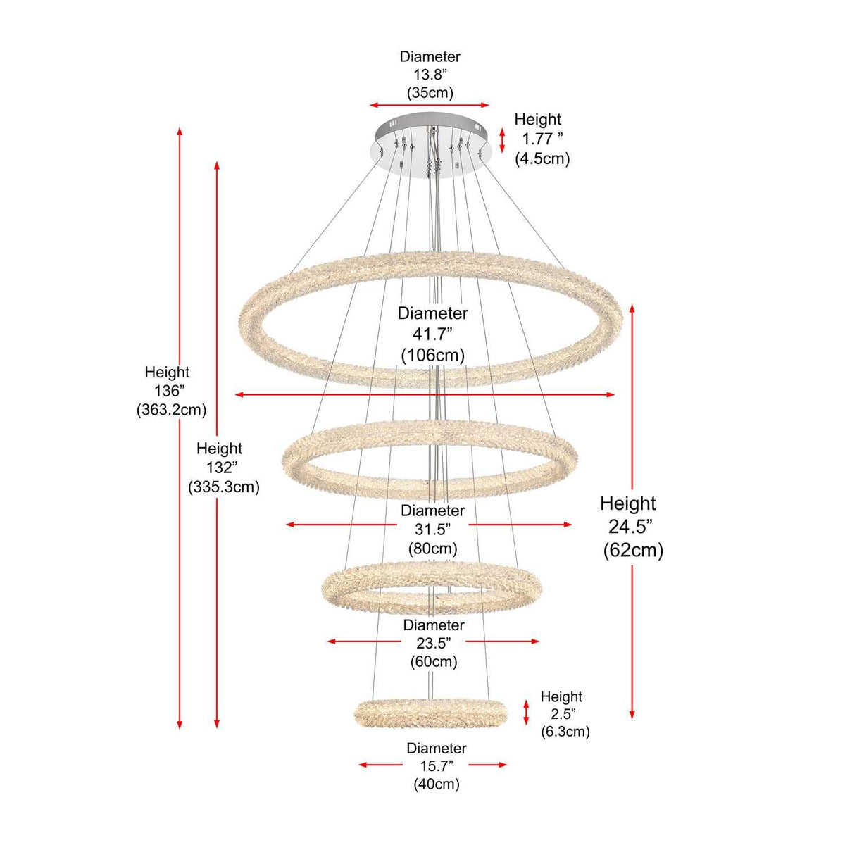 Bowen LED Chandelier Chrome by Lighting Design – Iron and Crystal, Chrome, Model 3800G41C