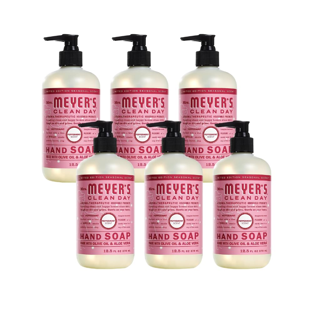 Liquid Hand Soap Peppermint by Mrs. MEYER'S – 12.5 Fl Oz (Pack of 6), Pack of 6, Model 808124702066