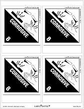 Labelmaster SNLZ13 Corrosive Label, Laser Paper Sheet, Standard Tab, Hazmat, 8.5" x11" (Pack of 25)