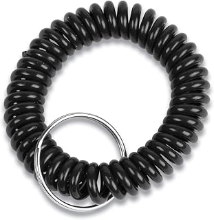 CONTROLTEK Wrist Key Coil Key Organizers, Black, 12/Pack