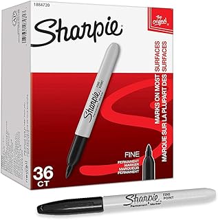 Sharpie Permanent Marker Fine Point,Fine Point Black Permanent Marker Quick Drying/Waterproof - 36 Count (1 Pack)