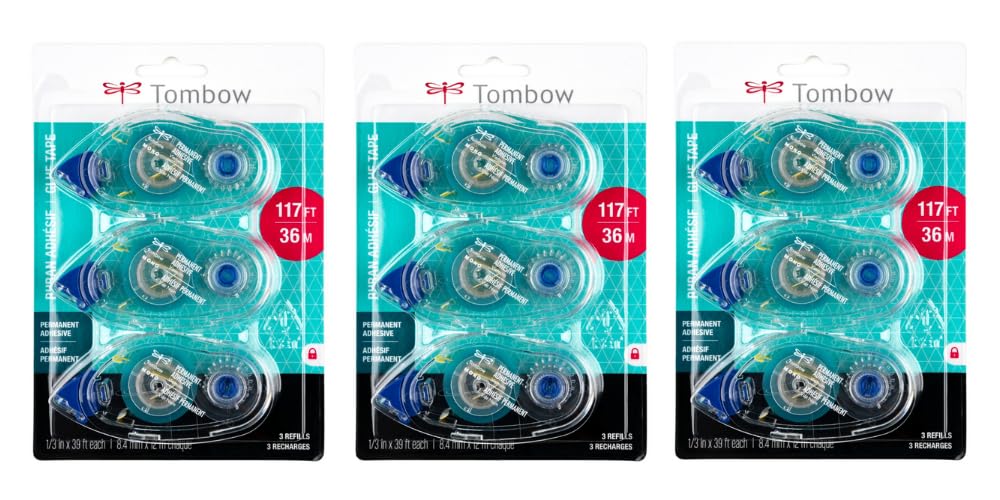 Mono Permanent Adhesive Refills by Tombow – Value Pack, 3 Pack, Paper, Clear, Pack of 3, Model 62207