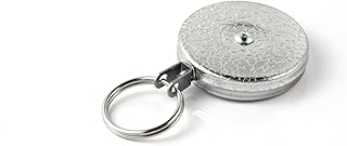 KEY-BAK Industrial Retractable Reel with 48" Stainless Steel Cable, Plain Back, Chrome Front, 8 oz. Retraction, Split Ring