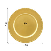 Okllen Charger Plates, 13 Inch Round Beaded, Gold, Set of 12