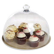 White with Light Wood Melamine Platter - 13" Dia by HUBERT – Large, Melamine, White, Model H0287-WHITE