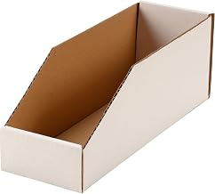 Global Industrial Open Top Corrugated Bin Box, 4"W x 12"D x 4-1/2"H, White, Lot of 50