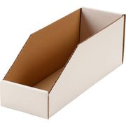 Open Top Corrugated Bin Box by Global Industrial – 4"W x 12"D x 4-1/2"H, 200#/ECT-32-B Corrugated, White, Pack of 50, Model COT4124