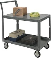Two Shelf Unassembled Heavy Duty Service Cart by Global Industrial – 12-Gauge Powder Coated Steel, Gray, Model 752247
