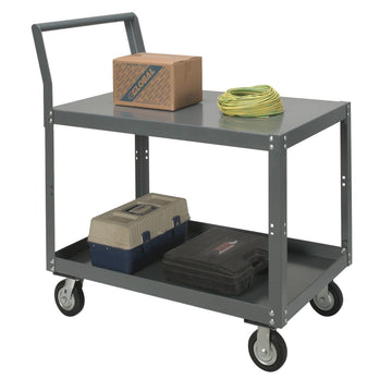 Two Shelf Unassembled Heavy Duty Service Cart by Global Industrial – 12-Gauge Steel, Grey, Model 752248