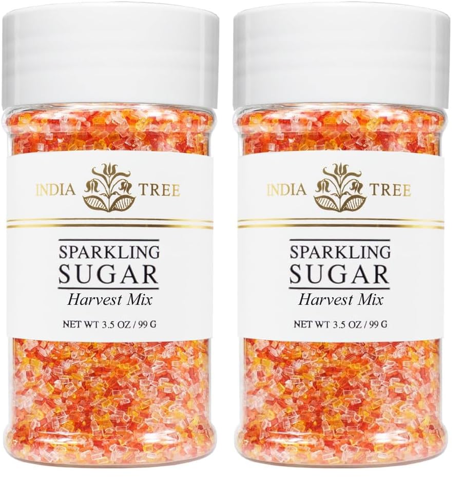 Harvest Mix Sparkling Sugar by India Tree – 3.5 Ounce (Pack of 2), לבן, כתום, צהוב, אדום, Pack of 2