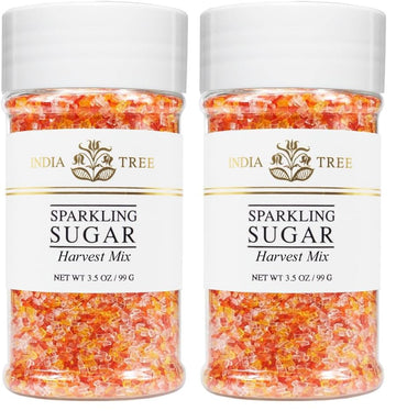 Harvest Mix Sparkling Sugar by India Tree – 3.5 Ounce (Pack of 2), לבן, כתום, צהוב, אדום, Pack of 2