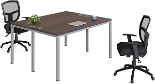 Boss Office Products Simple System Face to Face Double Desk, 71" x 60", Driftwood