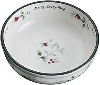 Pfaltzgraff Winterberry Hard Dolomite Candy Tidbit Dish Bowl (7-Inch) - , Red/Green /White