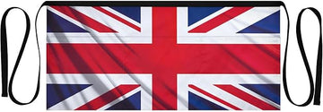 British Flag 3-Pocket Server Apron Professional Waist Apron for Waitress, Bartender & Restaurants, Water-Resistant Half Apron for Men Women