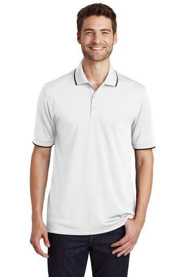 Dry Zone UV Micro-Mesh Tipped Polo by Port Authority – Cotton, White/Dp Black, Model SNM-1238692