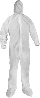KLEENGUARD KGA20 Lightweight Coveralls for Non-Hazardous Particulate Protection (68980), Hood and Boot, Zip Front, Elastic Wrists and Ankles, White, 3X-Large (Qty 50)