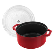 Cast Iron Dutch Oven 4-qt Round Cocotte with Glass Lid by STAUB – 4-qt, 4 quarts, Cast Iron, Cherry with Glass Lid, Model 11412406