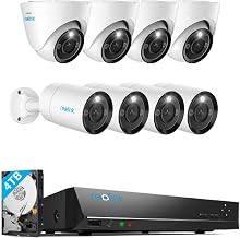 REOLINK 12MP PoE IP Camera Outdoor, Bullet & Dome Surveillance Cameras for Home Security, Human/Vehicle/Pet Detection 700lm Color Night Vision 4XRLC-1212A Bundle 4XRLC-1224A 1x16Ch NVR 4TB HDD