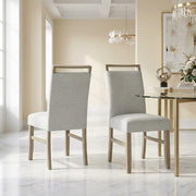 Brown Light Oak Finish Dining Chairs Set of 2 with Light Gray Fabric Cushioned Seats by Furnifact – Wood, Foam, Fabric, Brown, Pack of 2