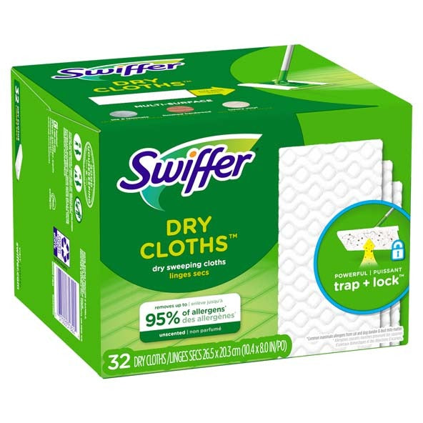 Swiffer Synthetic Sweeping Cloths, 8" Wide, White - 10 3/8"