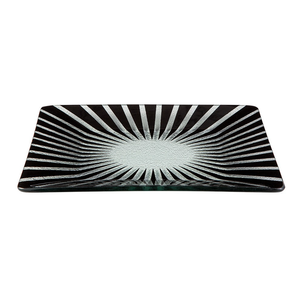 Rosseto Kalderon Stelo Glass Platter, 13 7/8" x 13 7/8" - Black