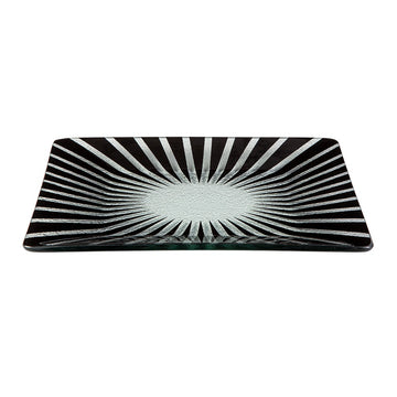 Rosseto Kalderon Stelo Glass Platter, 13 7/8" x 13 7/8" - Black