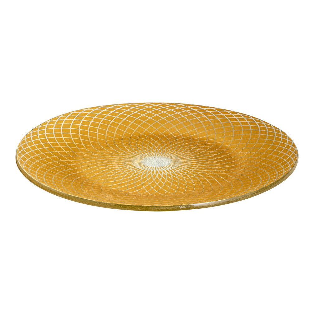 Rosseto Kalderon Spiro Glass Platter, 15 5/8" Diameter - Gold
