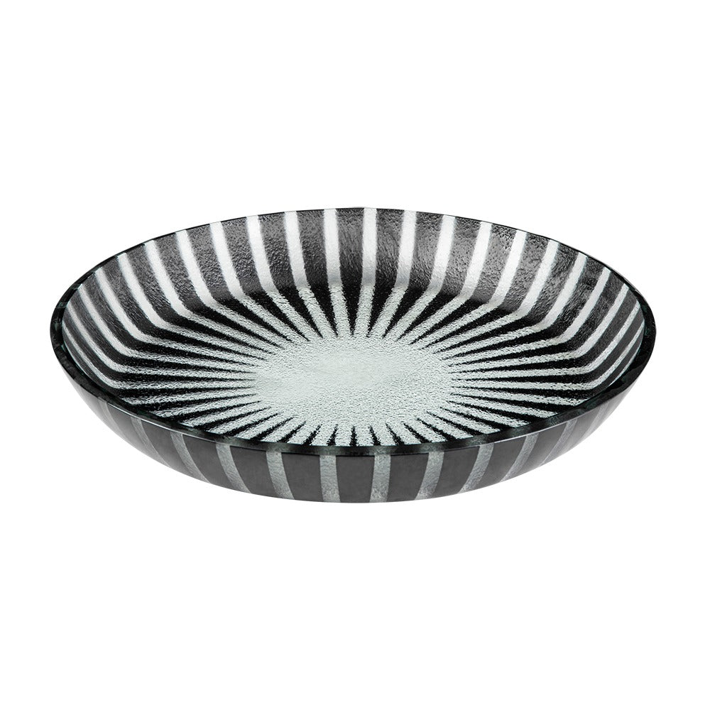 Rosseto Kalderon Stelo Glass Bowl, 14 3/16" Diameter, 2/Set - Black