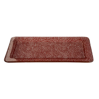 Rosseto Kalderon Foglia Glass Platter, 9 13/16" x 15 3/4" - Red