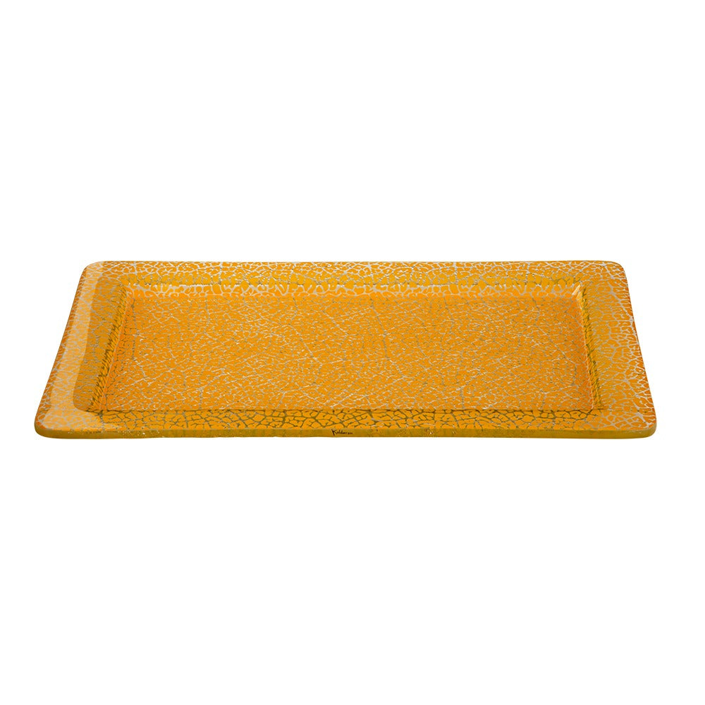 Rosseto Kalderon Foglia Glass Platter, 9 13/16" x 15 3/4" - Yellow