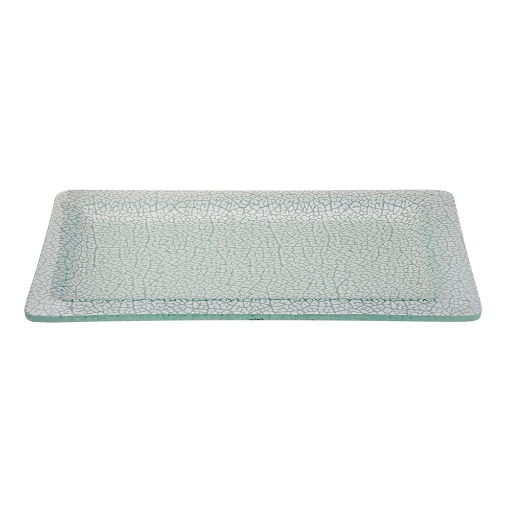 Rosseto Kalderon Foglia Glass Platter, 9 13/16" x 15 3/4" - White