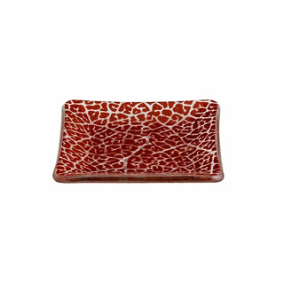 Rosseto Kalderon Zenit Glass Plate, 3 11/16" x 3 11/16", 12/Pack - Foglia Red