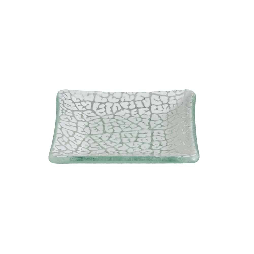 Rosseto Kalderon Zenit Glass Plate, 3 11/16" x 3 11/16", 12/Pack - Foglia White