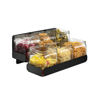 Rosseto Stainless Steel Condiment Station, 8" x 13" - Black