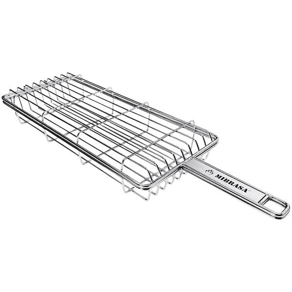 Mibrasa Stainless Steel Grill Basket, 6 11/16" x 15 11/16", Silver - 2 3/8"