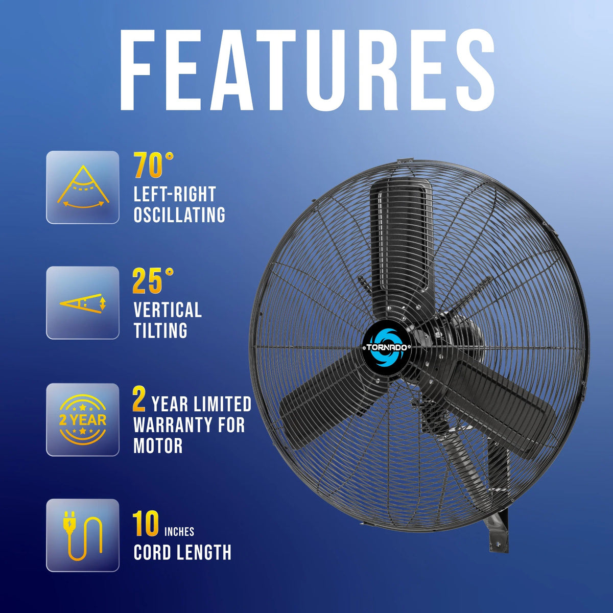 Tornado Fans HI-FAN Metal Wall Fan, 120V - photo 4