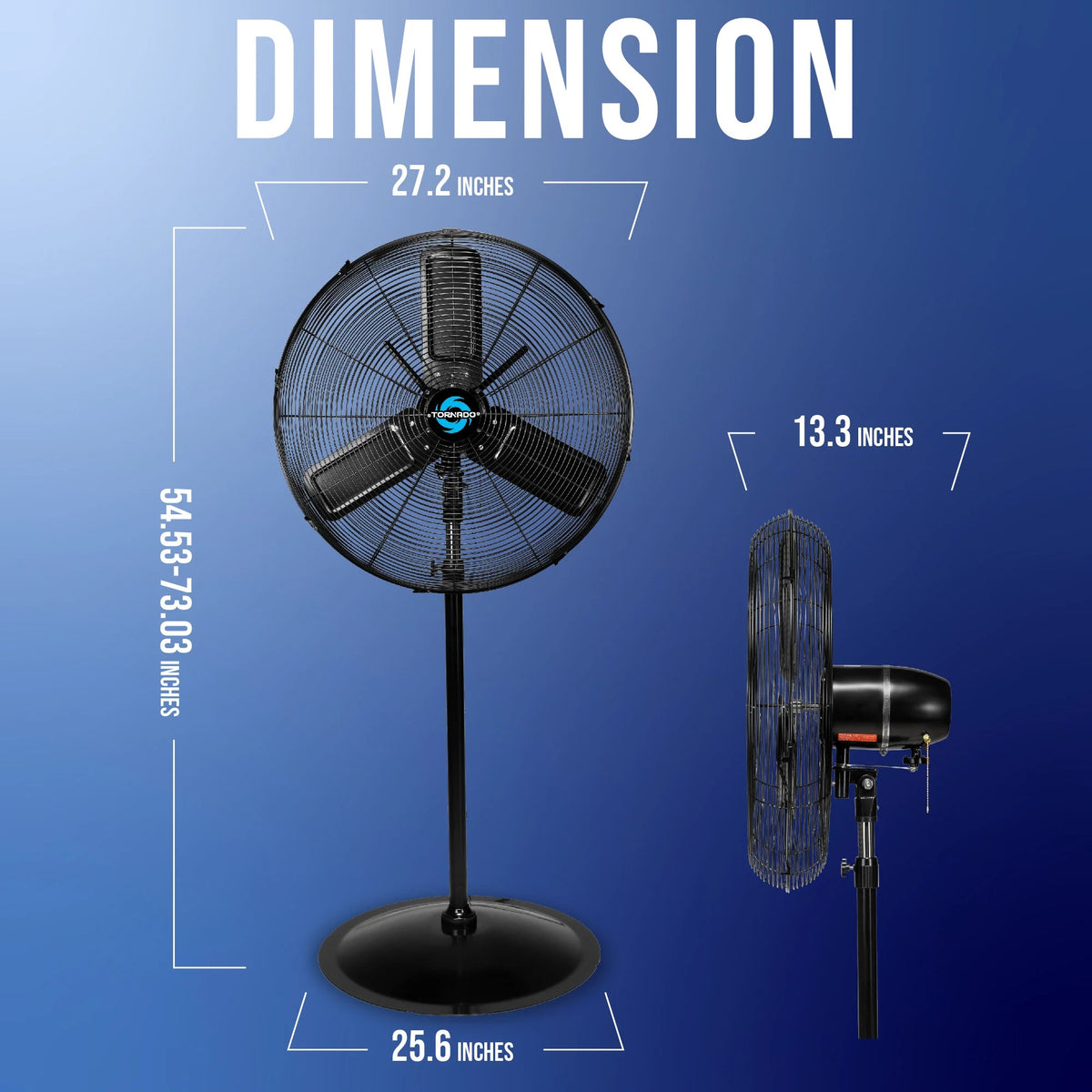 Tornado Fans HI-FAN Metal Pedestal Fan, 120V - photo 2